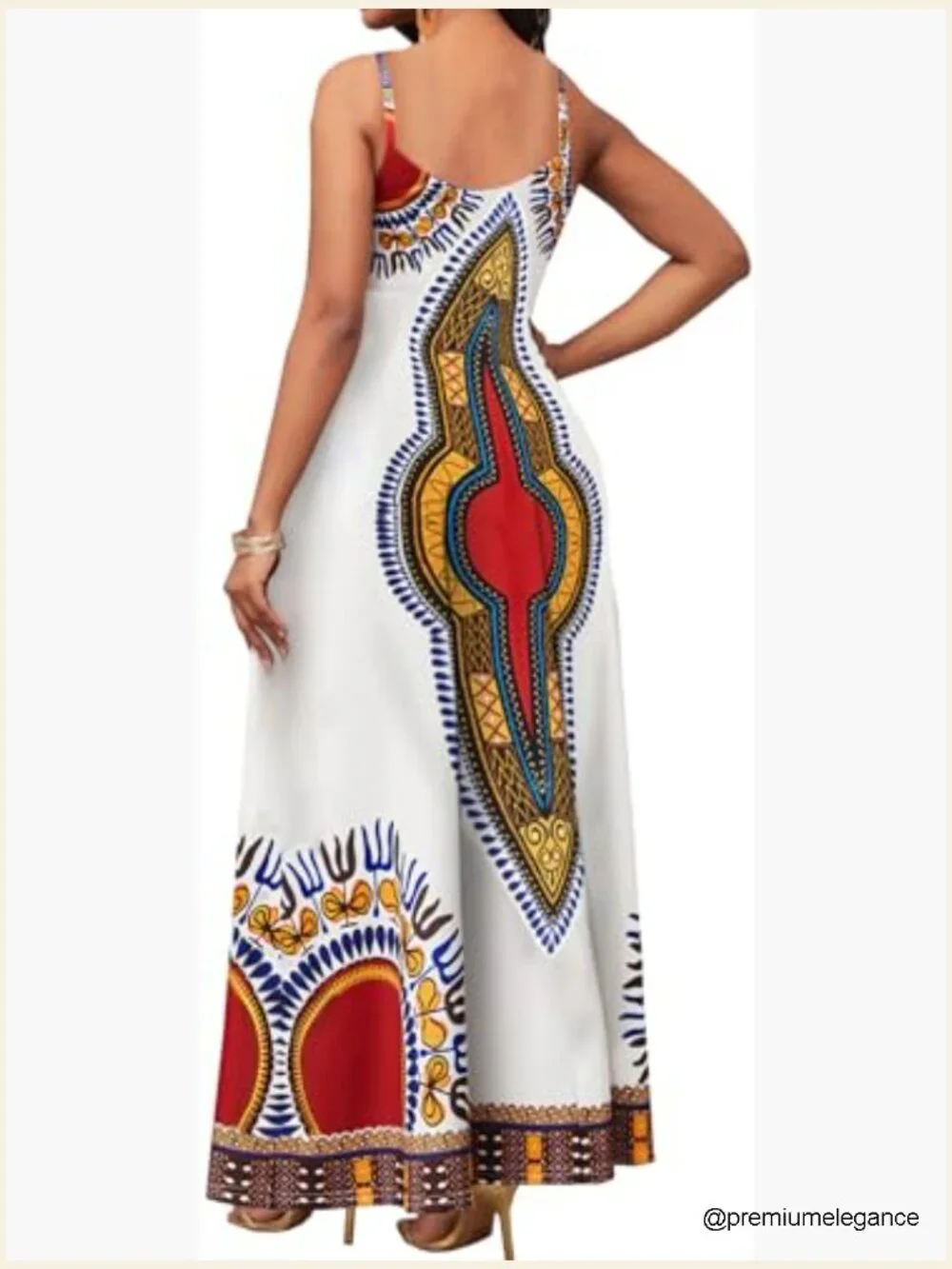 Maxi Dress with Spaghetti Straps and Pockets, Polyester Blend, Loose Fit - Picture 2 of 3